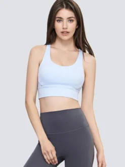Soutien-gorge De Yoga Col Rond Nylon Top De Tennis Sans Manches Pour Femme Sport