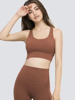Soutien-gorge De Yoga Col Rond Nylon Top De Tennis Sans Manches Pour Femme Sport