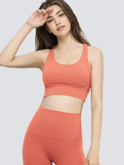 Soutien-gorge De Yoga Col Rond Nylon Top De Tennis Sans Manches Pour Femme Sport