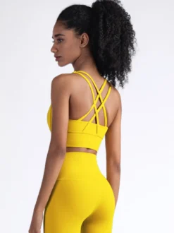 Soutien-gorge De Yoga Col Rond Nylon Top De Tennis Sans Manches Pour Femme Sport