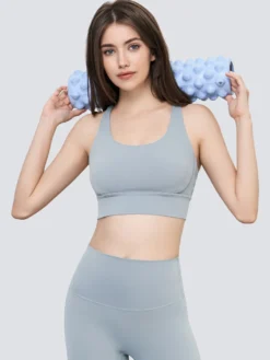 Soutien-gorge De Yoga Col Rond Nylon Top De Tennis Sans Manches Pour Femme Sport