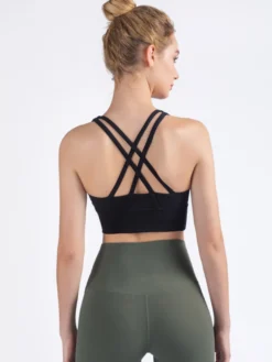 Soutien-gorge De Yoga Col Rond Nylon Top De Tennis Sans Manches Pour Femme Sport