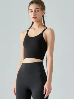 Soutien-gorge De Yoga Col Rond Nylon Top De Tennis Sans Manches Pour Femme Sport