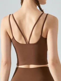 Soutien-gorge De Yoga Col Rond Nylon Top De Tennis Sans Manches Pour Femme Sport