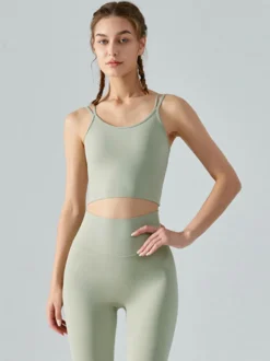 Soutien-gorge De Yoga Col Rond Nylon Top De Tennis Sans Manches Pour Femme Sport