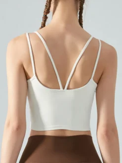 Soutien-gorge De Yoga Col Rond Nylon Top De Tennis Sans Manches Pour Femme Sport
