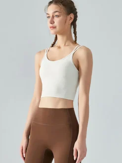 Soutien-gorge De Yoga Col Rond Nylon Top De Tennis Sans Manches Pour Femme Sport