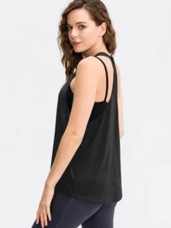 Soutien-gorge De Yoga Col Rond Nylon Top De Tennis Sans Manches Pour Femme Sport