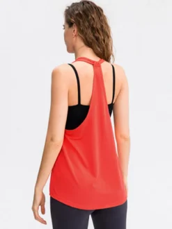 Soutien-gorge De Yoga Col Rond Nylon Top De Tennis Sans Manches Pour Femme Sport