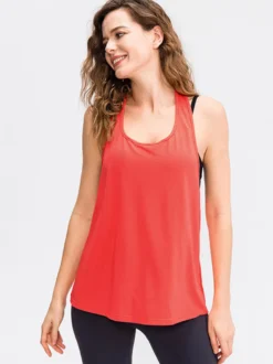 Soutien-gorge De Yoga Col Rond Nylon Top De Tennis Sans Manches Pour Femme Sport