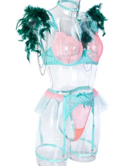 Soutien-gorge et Culotte Femme Bicolores Taille Haute Sexy