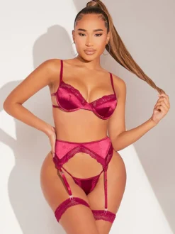 Soutien-Gorge Femme Dentelle Rose Satin Mat Lingerie