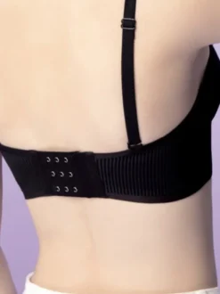 Soutien-gorge minimiseur à couverture complète invisible sans bretelles dos nu bustier lingerie en polyester noir
