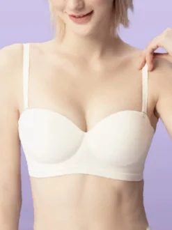 Soutien-gorge minimiseur à couverture complète invisible sans bretelles dos nu bustier lingerie en polyester noir