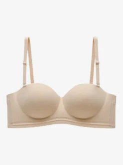 Soutien-gorge minimiseur à couverture complète invisible sans bretelles dos nu bustier lingerie en polyester noir