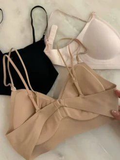 Soutien-gorge sans armatures et sans coutures avec bretelles strass brassière push-up confortable