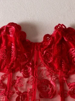 Soutiens-Gorge et Culotte Femme Imprimé Taille Haute avec Epaule Dénudée à Col Décolleté Sexy
