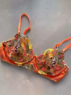 Soutiens-gorge et Culotte Femme Taille Haute avec Bretelles à Col Décolleté Imprimé