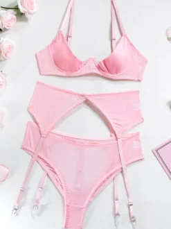 Soutiens-gorge Lingerie Femme Sous-Vêtement Rose Dentelle