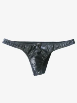 String homme sexy noir style cuir verni