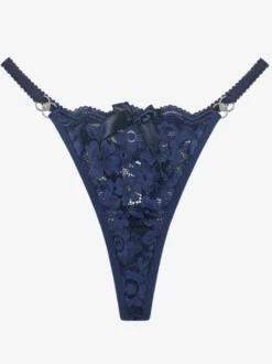 String Lingerie Culotte Dentelle Blanche Nœuds Slip Sexy Intérieur String Invisible