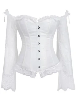 Sweetheart décolleté Lace féminin noir Corset sans bretelles Up bicolore brodé Corset classique