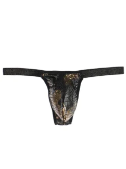T Back For Men Undershirt Snake Print Polyester Blanc Sous-Vêtements Sexy