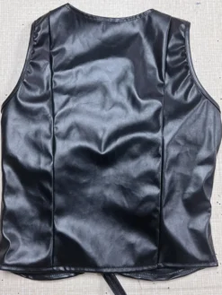 Tenue de club Top élégant col en V plissé sans manches en cuir PU épaule ouverte