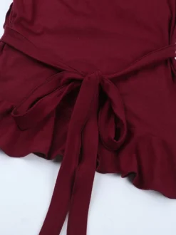 Top cache-cœur romantique à volants pour femme - Col en V manches longues - Style Coquette tenue idéale pour un rendez-vous romantique printanier 2026