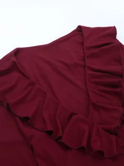 Top cache-cœur romantique à volants pour femme - Col en V manches longues - Style Coquette tenue idéale pour un rendez-vous romantique printanier 2026
