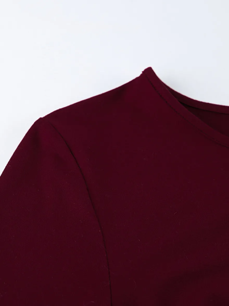 Top femme à manches longues froncées sur les côtés - Coupe ajustée et élégante avec poignets évasés - Style streetwear printemps 2026