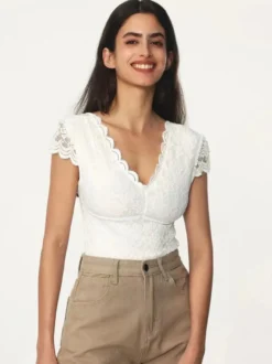 Tops En Dentelle Blanche Pour Femme