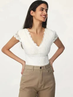 Tops En Dentelle Blanche Pour Femme