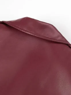 Trench-coat en similicuir pour femme - Veste maxi ceinturée à simple boutonnage - Vêtements d'extérieur chics pour le printemps 2026