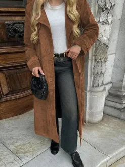 Trench-coat pour femme à double boutonnage style Old Money revers classique manches longues surdimensionné printemps vêtements d'extérieur longs 2026