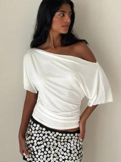 T-shirts blancs à manches courtes pour femmes
