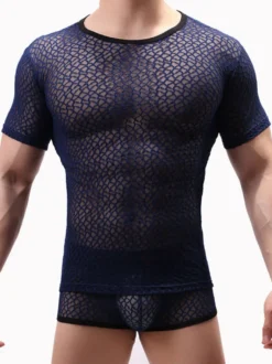 T-shirt Sexy Homme Royal Blue Sheer Lingerie pour Hommes