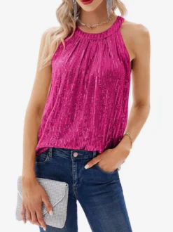 T-shirt sexy à sequins dos nu style clubwear