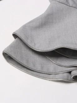 Veste de tailleur à basque croisée pour femme fermeture éclair amovible ourlet à volants et taille cintrée