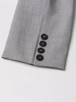 Veste de tailleur à basque croisée pour femme fermeture éclair amovible ourlet à volants et taille cintrée