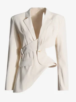 Veste de tailleur à bretelles croisées et découpes dos torsadé et ourlet asymétrique