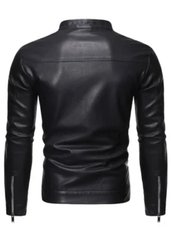 Veste en similicuir pour homme manches longues coupe-vent décontracté manteau d'extérieur léger