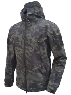 Veste homme à capuche zippée polyester veste noire à la mode