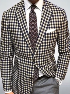 Veste Homme Plaid Polyester Élégant