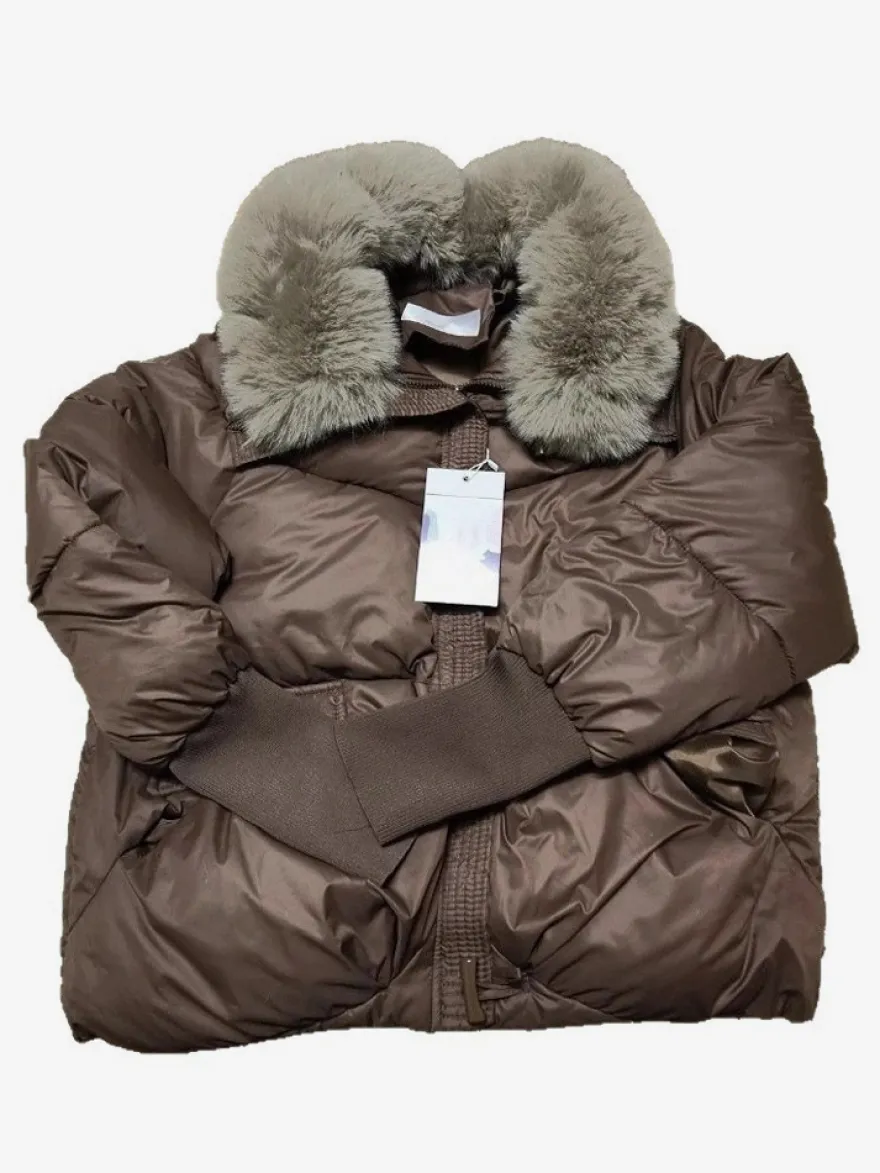 Veste matelassée en coton avec col en fausse fourrure manteau d'hiver chaud pour femme 2026