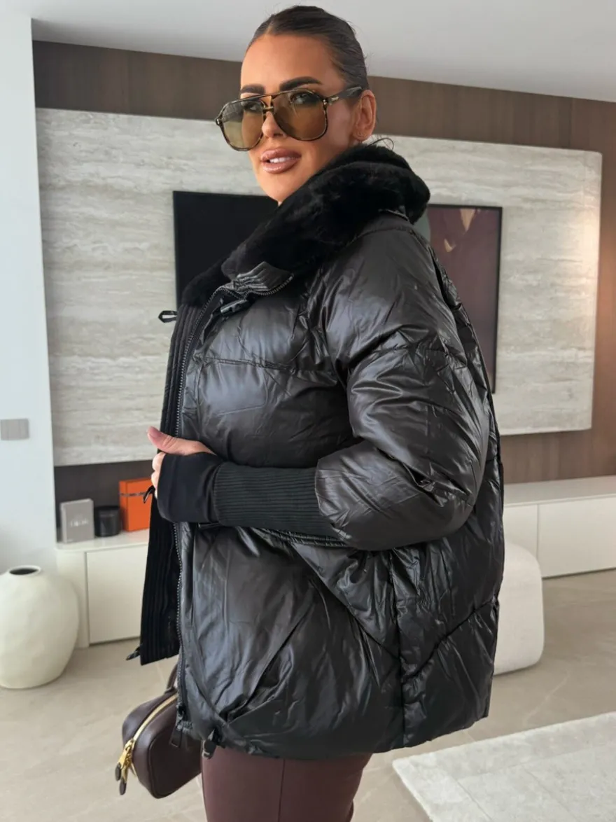 Veste matelassée en coton avec col en fausse fourrure manteau d'hiver chaud pour femme 2026