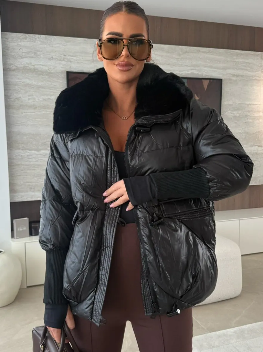 Veste matelassée en coton avec col en fausse fourrure manteau d'hiver chaud pour femme 2026