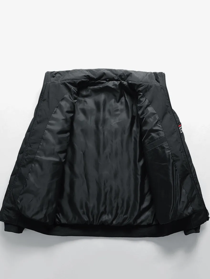 Veste Matelassée Homme Zippée En Polyester Poches Décontracté Chaud