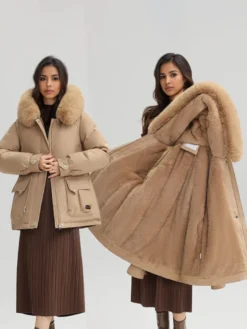 Veste parka épaisse en peluche avec col en fausse fourrure vêtements d'extérieur d'hiver à capuche pour femmes 2026
