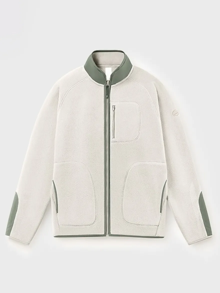 Veste Polaire Col Montant Homme Manteau Chaud D'hiver Imprimé Losanges